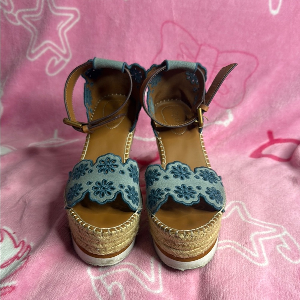 See By Chloe Blue and Brown Espadrilles Soft Soles